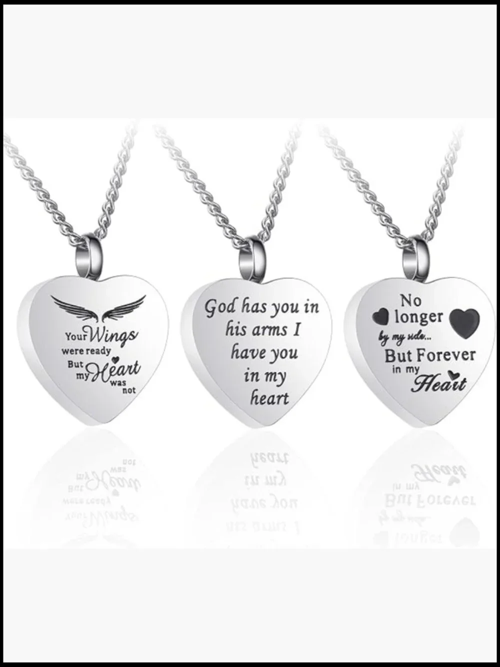 Heart Urn Necklace for Ashes Memorial Cremation Jewelry, Stainless Steel